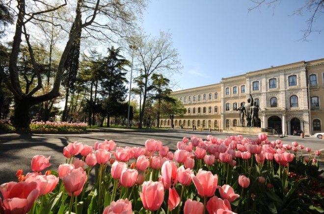 Foto: Tulip depan Rektorat Istanbul University, courtesy: facebook page Istanbul University